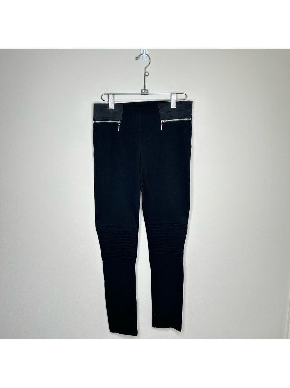 Zara Black Moto Leggings Reinforced Ribbed Knees Medium